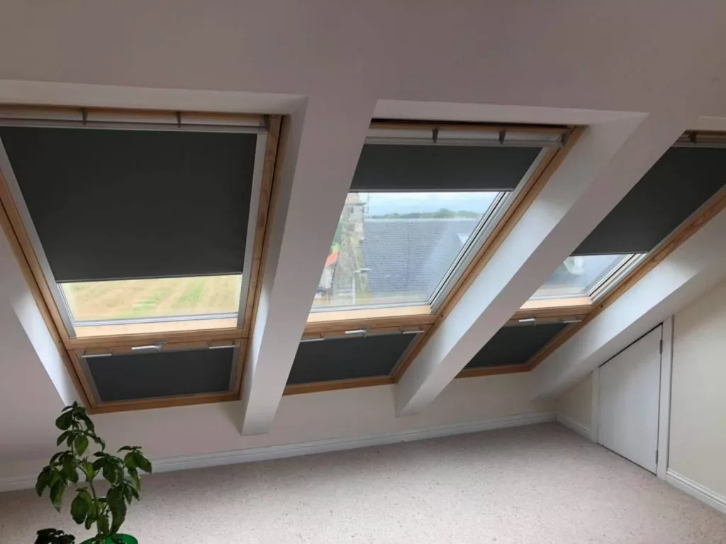 Two black Velux blinds
