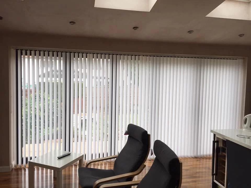 Wide vertical blinds on a window